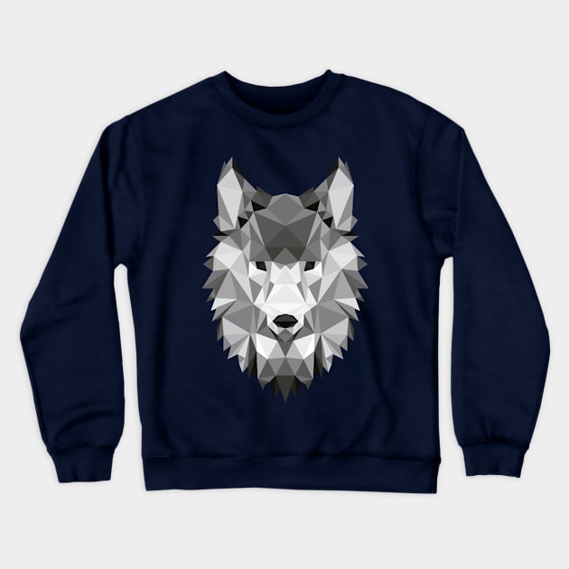 Low Poly Origami Wolf Crewneck Sweatshirt by Origami Studio